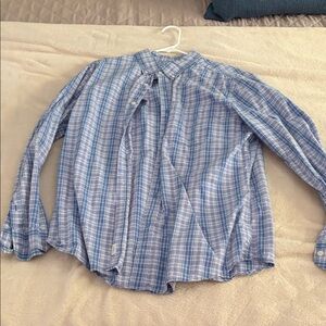 American Eagle Outfitters Light Blue and White Checkered Shirt